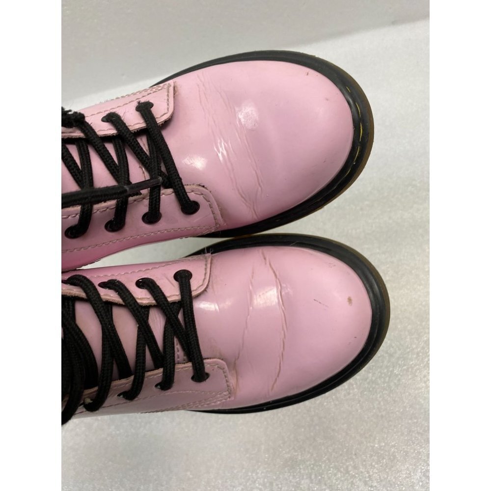 Dr. Martens Pink patent Leather Ankle Boots 1460J Youth size 2 Zip Lace Barbie - Picture 7 of 15
